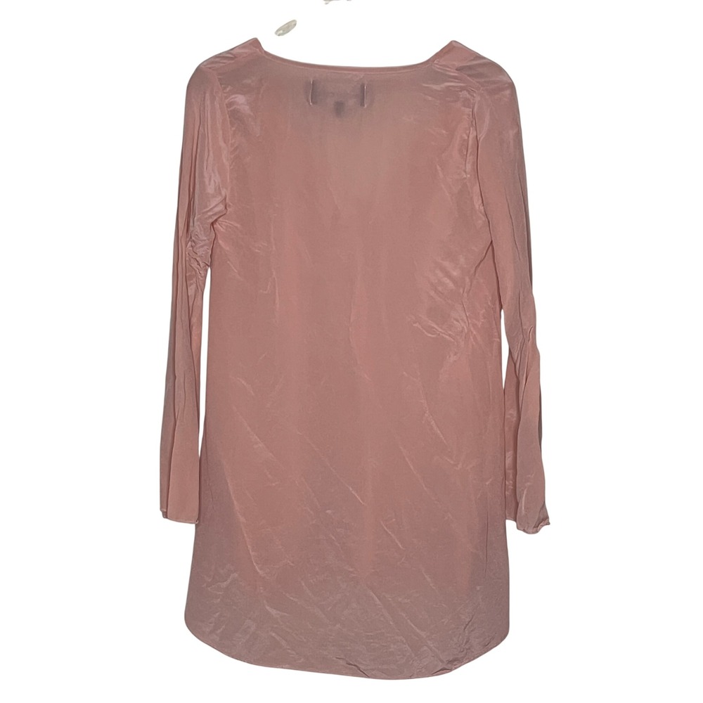 Vanessa Mooney Womens 100% Silk V-Neck High-Low Tunic Top‎ Rose Pink Medium